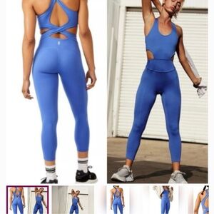 FP Movement by Free People Vibrant Blue Cutout Jumpsuit